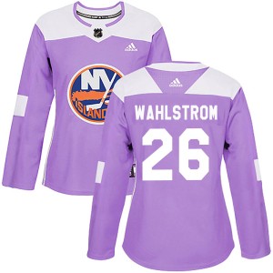 Oliver Wahlstrom Women's Adidas New York Islanders Authentic Purple Fights Cancer Practice Jersey