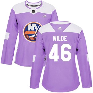 Bode Wilde Women's Adidas New York Islanders Authentic Purple Fights Cancer Practice Jersey