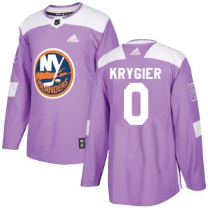 Christian Krygier Men's Adidas New York Islanders Authentic Purple Fights Cancer Practice Jersey