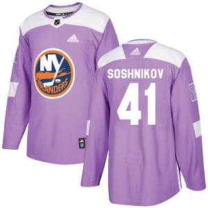 Nikita Soshnikov Men's Adidas New York Islanders Authentic Purple Fights Cancer Practice Jersey