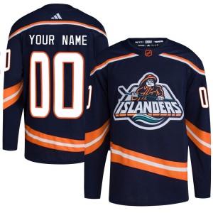 Custom Men's Adidas New York Islanders Authentic Navy Custom Reverse Retro 2.0 Jersey