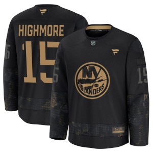 Matthew Highmore Men's Fanatics New York Islanders Premium Black 2024 Military Appreciation Practice Jersey