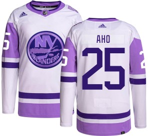 Sebastian Aho Youth Adidas New York Islanders Authentic Hockey Fights Cancer Jersey