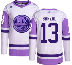 Mathew Barzal Youth Adidas New York Islanders Authentic Hockey Fights Cancer Jersey